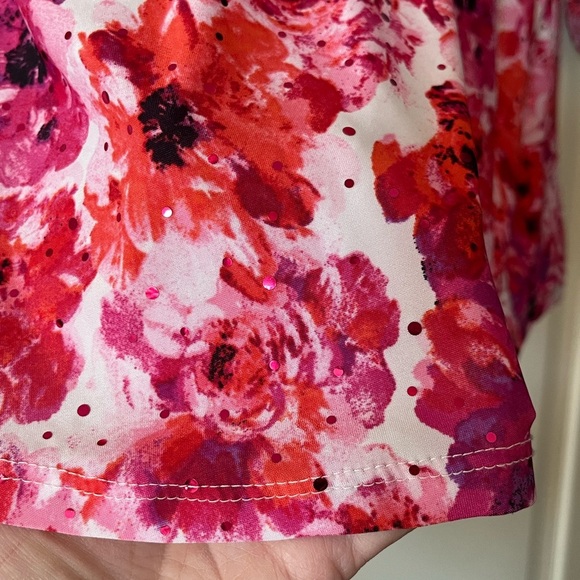 Floral Button Down Shirt - Red and Pink Gold Buttons - Picture 2 of 16